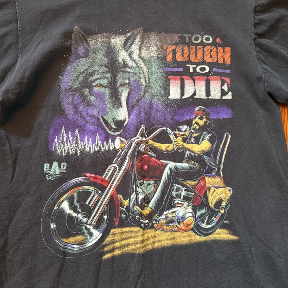 90’s Biker “Too Tough To Die” Vintage T-Shirt - Picture 2 of 6